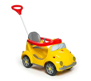 Carrinho de Passeio e Pedal - 1300 Fouks Amarelo - Calesita com Haste Direcionável
