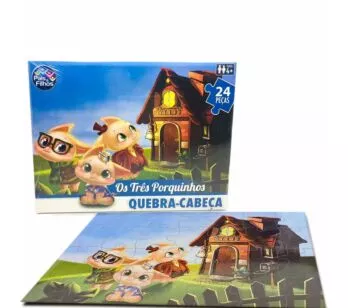 Quebra Cabeça Infantil 3 Porquinhos 24 Peças - Pais e Filhos