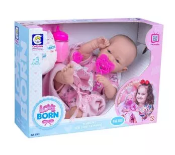 Boneca Bebê - Love Born - Bebezinho da Mamãe - Fax Xixi - Cotiplás