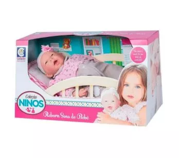 Boneca Bebê - Ninos Reborn - Sons de Bebê - Cotiplás
