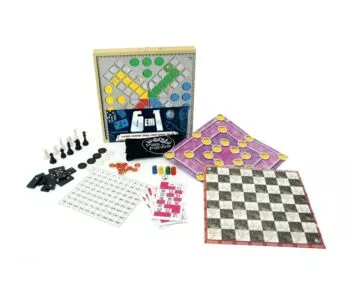 Kit Jogos de Tabuleiro - Madeira - 6 em 1 - Jogos Clássicos - Pais e Filhos