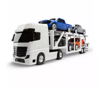 Caminhão com Carreta - Petroleum - Cegonheira de Pick-Up - Branco - Roma