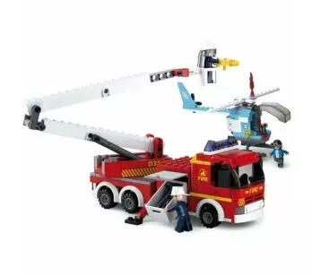 Blocos de Montar - Cubic - Bombeiro - Caminhão e Helicóptero - 394 pcs - Multikids