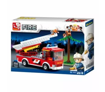 Blocos de Montar - Bombeiro - Caminhão de Bombeiro com Escada - 269 pcs - Multikids