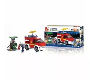 Blocos de Montar - Bombeiro - Caminhão de Bombeiro com Posto - 136 pcs - Multikids