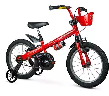 Bicicleta Infantil com Rodinhas - Aro 16 - Lady - Vermelho - Nathor