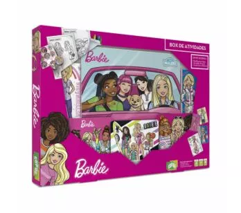 Box de Atividades - Barbie - Kit com Jogos - Cartas - Adesivos - Giz de Cera - Copag