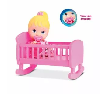 Boneca Bebê - Little Dolls - Bercinho - Loira - Divertoys