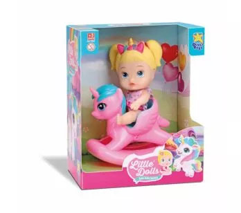 Boneca Bebê - Little Dolls - Balancinho Unicórnio - Loira - Divertoys