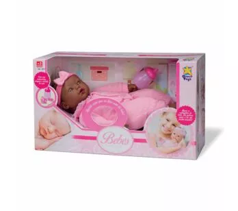 Boneca de Vinil com Som - Bebês Coleção - Recém-Nascida - Negra - Divertoys