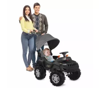 Carrinho de Passeio e Pedal - SuperJipe Reclinável com Capota - Preto - Bandeirante