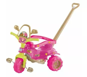 Triciclo Infantil com Empurrador - Tico-Tico Dino - Pink - Magic Toys
