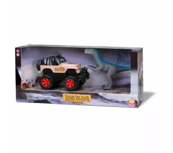 Carrinho e Figura - Dino Island Adventure - Jipe com Velociraptor - Silmar