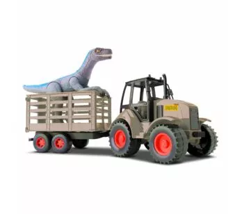 Trator e Figura - Dino Island Adventure - Trator Carreta com Velociraptor - Silmar
