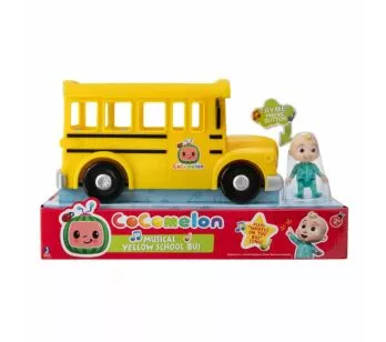 Veículo e Mini Boneco - CoComelon - Ônibus Escolar Musical e JJ - Amarelo - Candide
