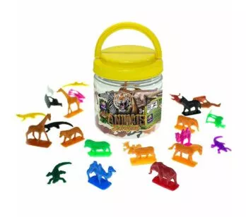 Balde com Mini Figuras - Animais - Selvagens - 50 peças - Mimo Toys