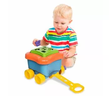 Carrinho de Puxar - Baby Land - Bauduxo Didático - Azul - Cardoso Toys