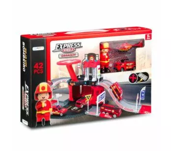 Conjunto de Veículos e Cenário - Express Wheels Garagem - Bombeiro - Multikids