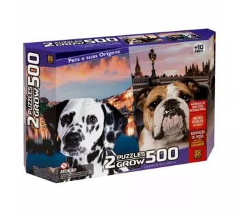 Quebra-Cabeça Duplo - 500 peças - Pets e suas Origens - Grow