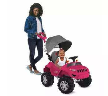 Carrinho de Passeio e Pedal - SuperJipe Reclinável Capota - Rosa - Bandeirante
