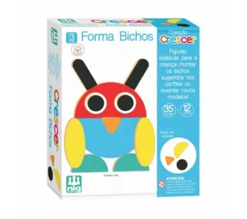 Jogo Educativo - Madeira - Crescer - Forma Bichos - Nig Brinquedos