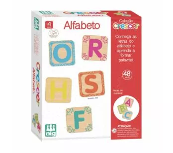 Jogo Educativo - Madeira - Crescer - Alfabeto - 48 Letras - Nig Brinquedos