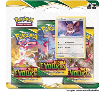 Jogo de Cartas - Pokémon - Blister Triplo - EE7 - Céus em Evolução - Eevee - Copag