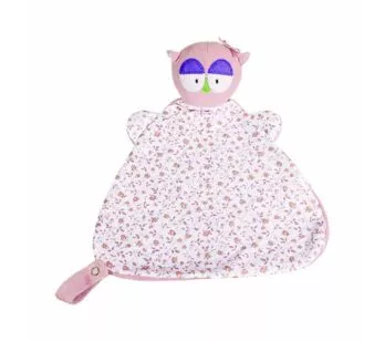 Naninha de Bebê com Prendedor - Corujinha - Rosa - Anjos Baby