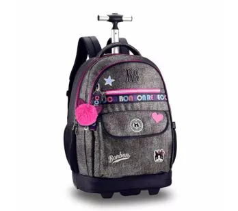 Mochila de Rodinhas - 2 em 1 - Rebecca Bonbon - Bon Voyage - Brilhante - Rosa - Clio Style