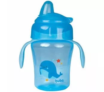 Copo de Treinamento Bebê - Alça Removível - 240ml - Fundo do Mar - Azul - Buba