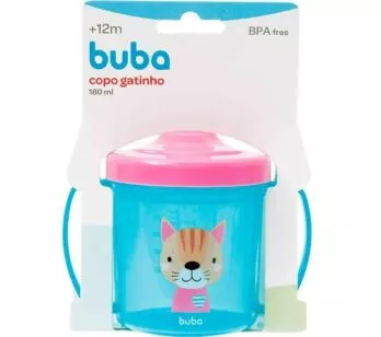 Copo de Treinamento Bebê - 180ml - Gatinha - Azul - Buba