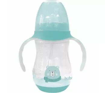 Copo com Bico e Alça Removível para Bebê - 250ml - Ursinho - Azul - Buba