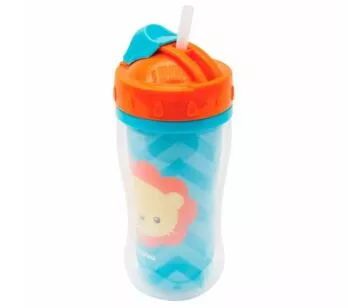 Copo Parede Dupla com Canudo - 320ml - Animal Fun - Leão - Buba