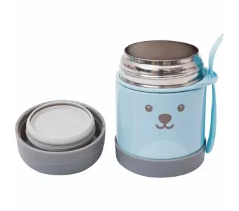 Potinho com Talher - Aço Inox - Térmico - 320ml - Gumy - Azul - Buba