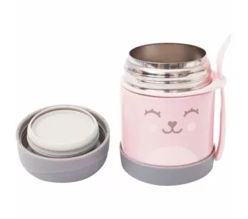 Potinho com Talher - Aço Inox - Térmico - 320ml - Gumy - Rosa - Buba