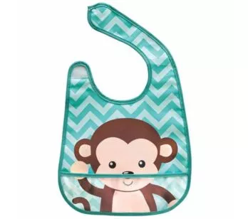 Babador Infantil Impermeável com Bolso - Animal Fun - Macaco - Buba