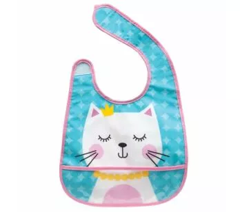 Babador Infantil Impermeável com Bolso - Animal Fun - Gatinha - Buba