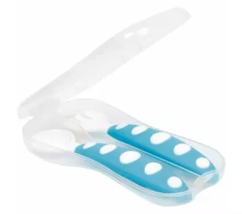 ‎Kit Talher com Estojo para Bebê - Colher e Garfo - Azul - Buba