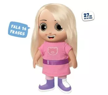 Boneca com Som - 27 cm - Luccas Neto - Aventureira Rosa - 14 Frases - Rosita