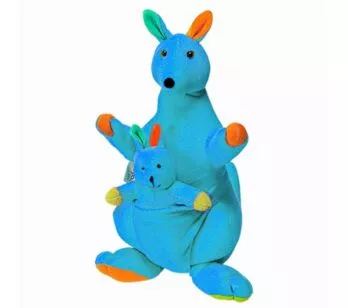 Pelúcia Infantil - Filhotes - Mamãe Canguru e Filhote - Turquesa - Anjos Baby
