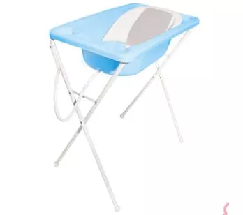 Banheira para Bebê com Suporte - Acqua Trio - Azul Pastel - Galzerano