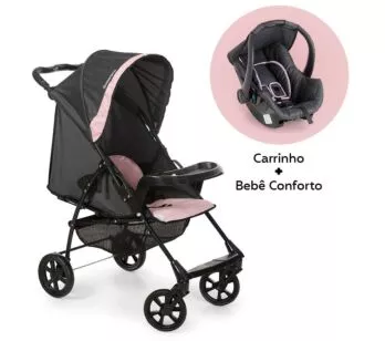 Carrinho de Bebê - Conforto - Romano Travel Cocoon Slim - Preto e Rosa - Galzerano