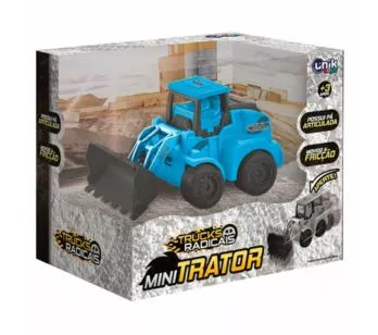 Carrinho de Fricção - Mini Trator - Pá Articulada - Azul - Unik Toys