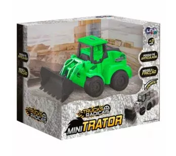 Carrinho de Fricção - Mini Trator - Pá Articulada - Verde - Unik Toys