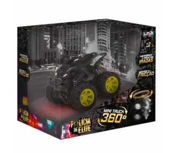 Carrinho de Fricção - Mini Truck 360 - Polícia - Preto - Unik Toys