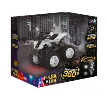 Carrinho de Fricção - Mini Truck 360 - Polícia - Branco - Unik Toys
