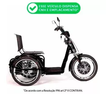 Triciclo Elétrico - Village PAM - 800w - Preto - Plug and Move