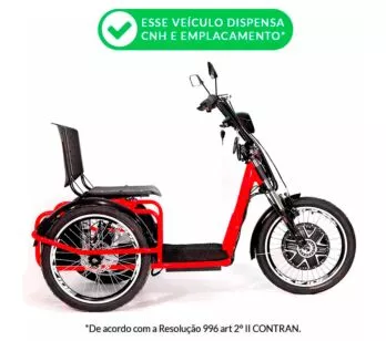 Triciclo Elétrico - Village PAM - 800w - Vermelho - Plug and Move