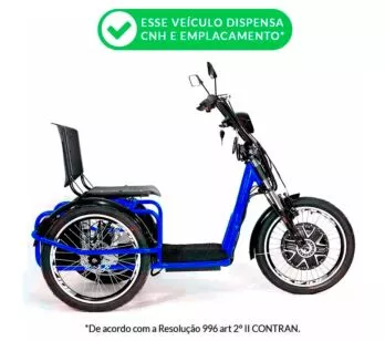 Triciclo Elétrico - Village PAM - 800w Lithium - Azul - Plug and Move