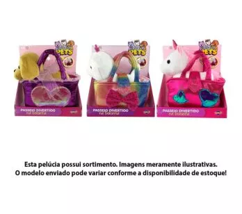 Pelúcia Infantil - PlayFull Pets - Passeio Divertido na Bolsinha - Sortido - Toyng